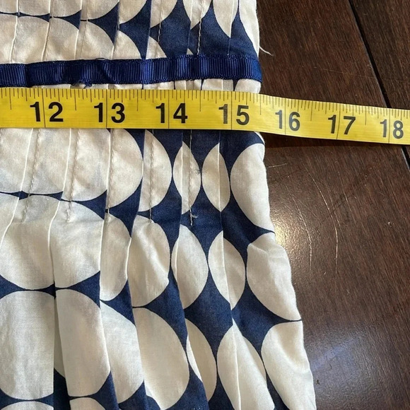 Gracia sleeveless mini dress Polka dot pleated Blue & cream Lined Size L Lined - Picture 9 of 15